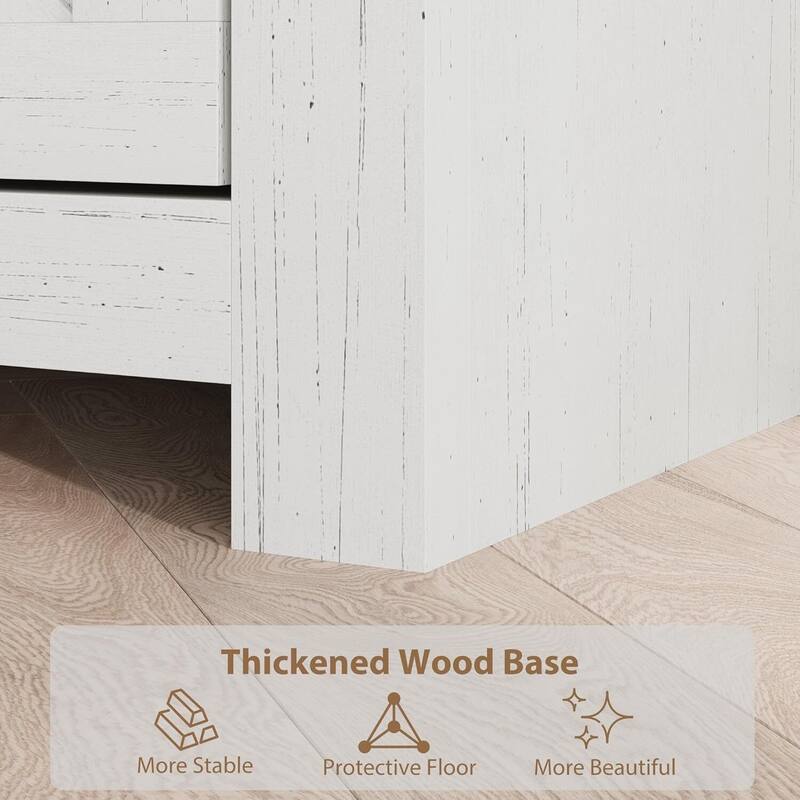 Farmhouse TV Stand, with 4 Storage Drawers & 3 Open Shelf