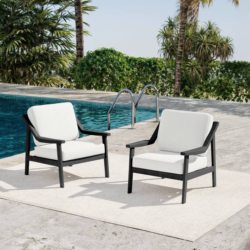 Outdoor Patio Club Chair Arm Lounge Cushion Chair (Set of 2)