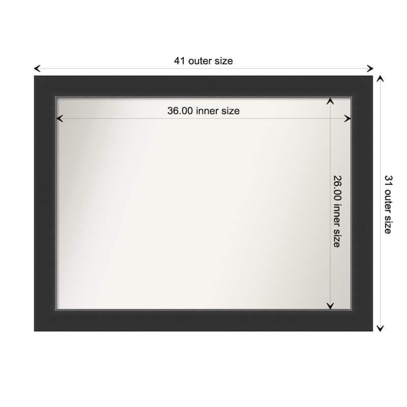 Corvino Black Framed Non-Beveled Custom Wall Mirror, Bathroom Vanity Mirror - Outer Size: 41 x 31