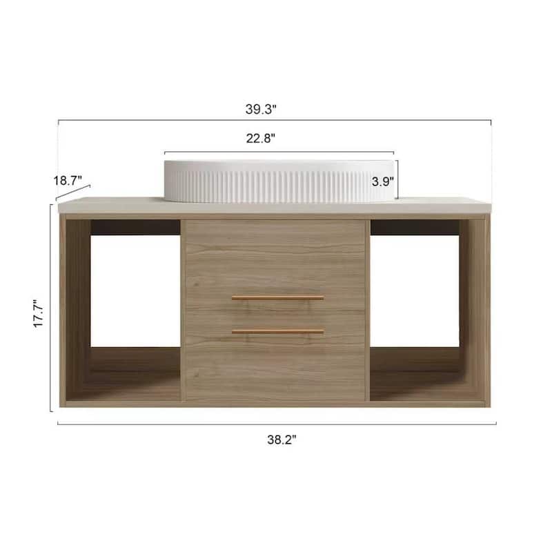 Wall-Mounted Bathroom Vanity with Oval Ceramic Sink