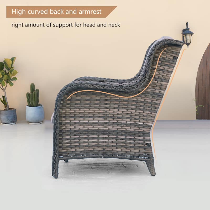 Pocassy Outdoor Wicker Bistro Set, 3 Piece Patio Set