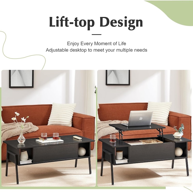 VECELO 3-piece Coffee Table Set,Lift Top Coffee Table with Hidden Storage and Nightstands Set of 2