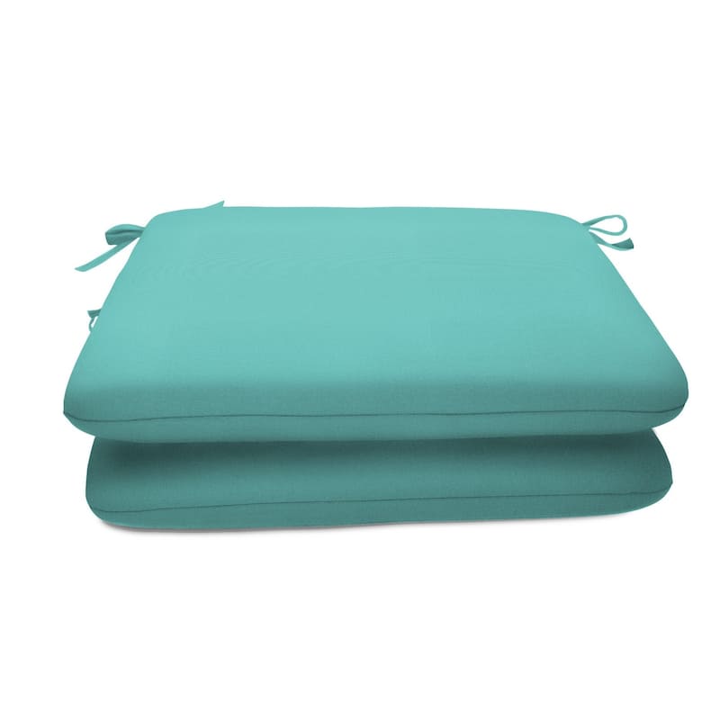 Sunbrella Solid fabric 2 pack 18 in. Square seat pad with 21 options - 18"W x 18"D x 2.5"H - Canvas Aruba