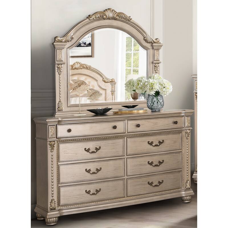 Evelyn Champagne Bedroom Set with Upholstered Headboard