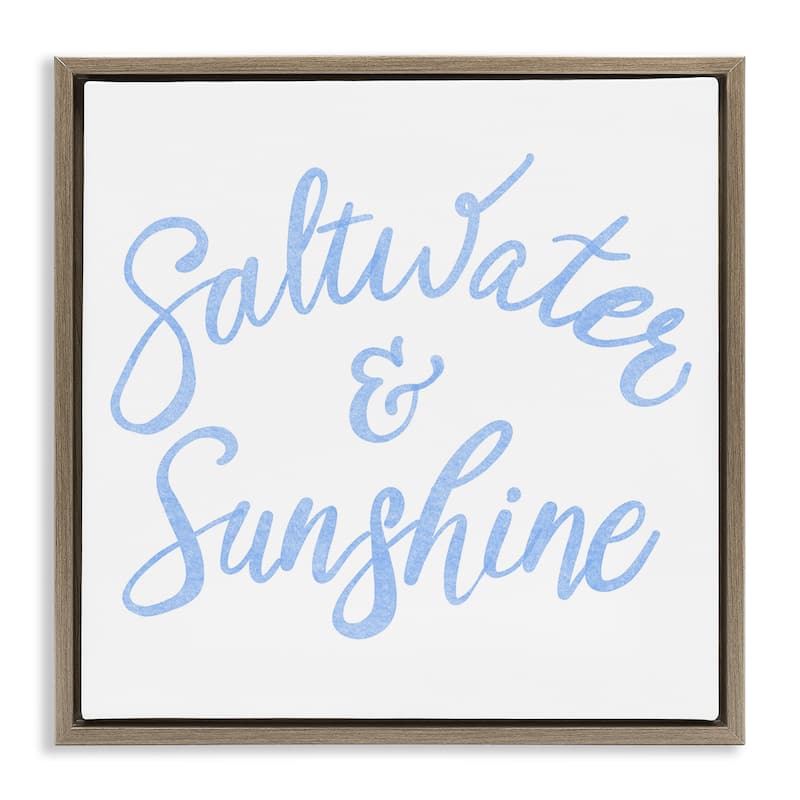 Stupell Minimal Saltwater & Sunshine Framed Floater Canvas Wall Art Design By SunDance Group - 18 x 18 - Brown
