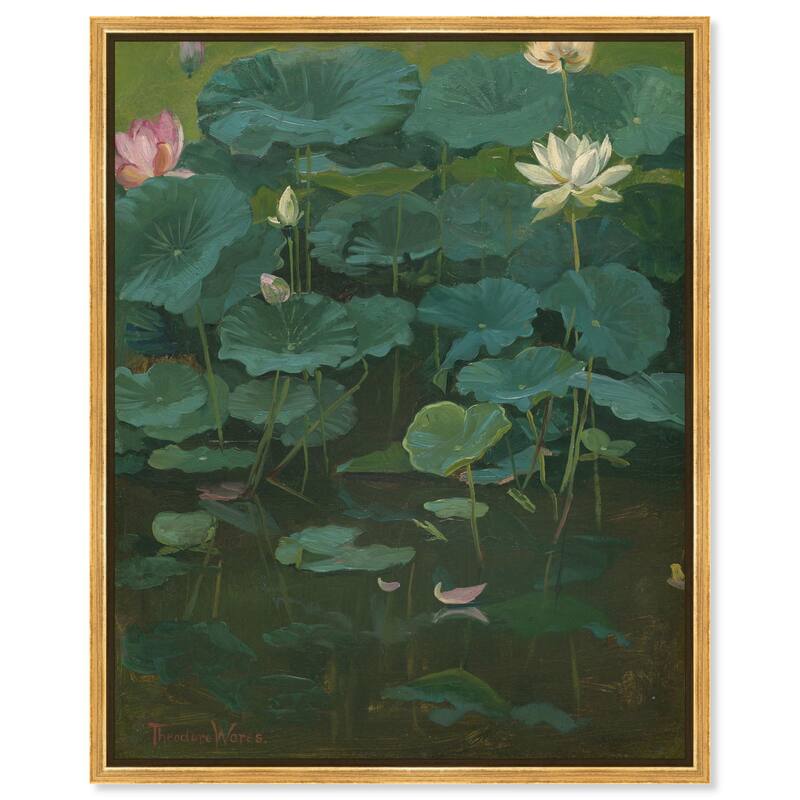 Theodore Wores Lotus Canvas by Art Remedy - Gold - 36" x 45"