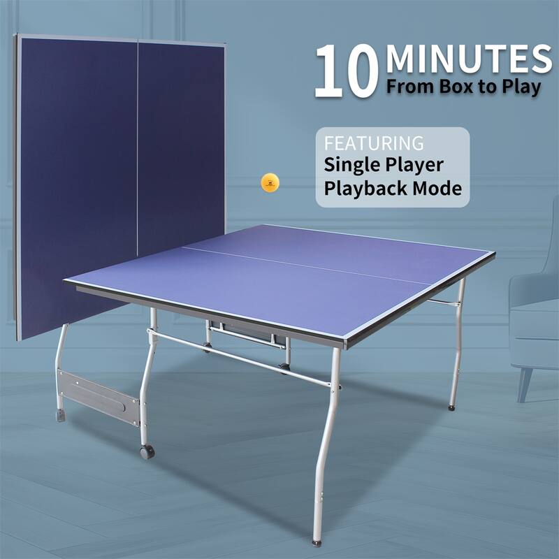 8ft Mid-Size Table Tennis Table Foldable &Portable Ping Pong Table Set