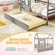 preview thumbnail 18 of 18, Gymax Twin Size House Bed with Trundle Wooden Platform Bed w/ Roof