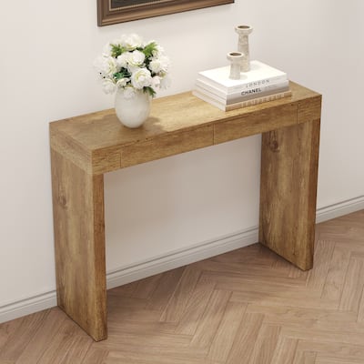 50-Inch Wood Grain Bar Table – Dual Drawers, Multi-Functional as Desk or Bar Counter.