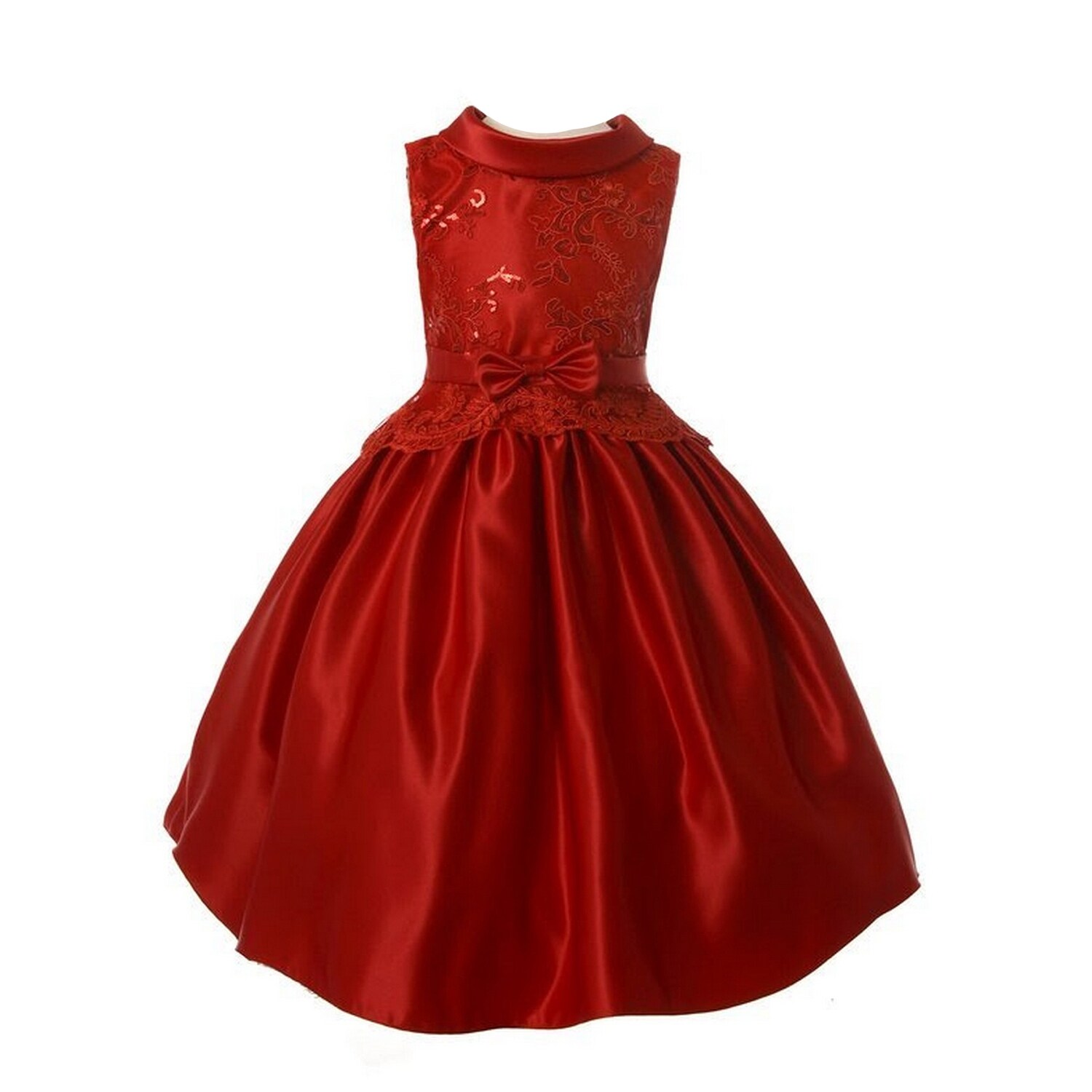 girls red satin dress