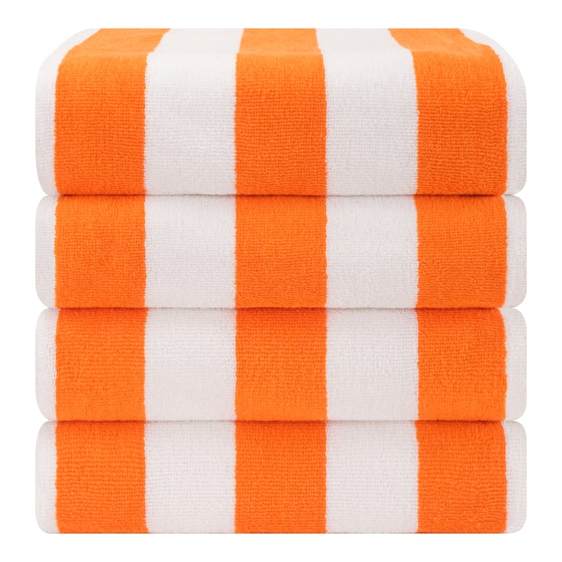American Soft Linen,100% Cotton 4 Pack Beach Towels, 30 x 60 Cabana Striped Pool Towels