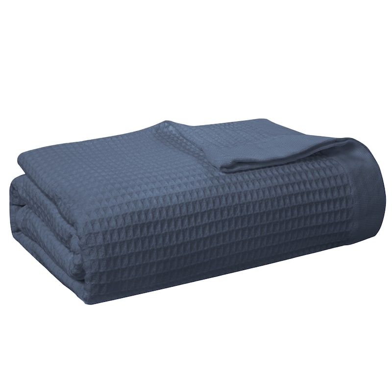 Pointehaven Long Staple Soft Cotton Waffle Blanket - 300 GSM - Hypoallergenic - Breathable - Moisture Absorbent - Twin - Charcoal Grey