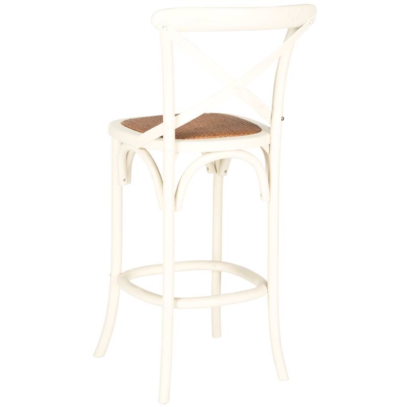 SAFAVIEH 30-inch Franklin X-Back Antique White Bar Stool - 20"W x 21"D x 44"H