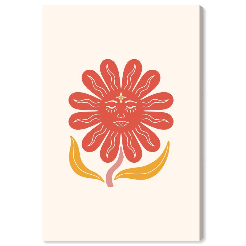 Wynwood Studio Canvas Floral and Botanical Relaxing Sun Floral Orange Modern & Contemporary Wall Art Canvas Print