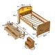 preview thumbnail 6 of 21, Wooden Twin Size Low Loft Bed with House Shape Headboard Built-in LED Lights, Kids Storage Bed with Drawers and Storage Stairs