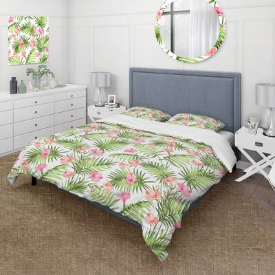 Designart 'Tropical Flowers II' Tropical Duvet Cover Set