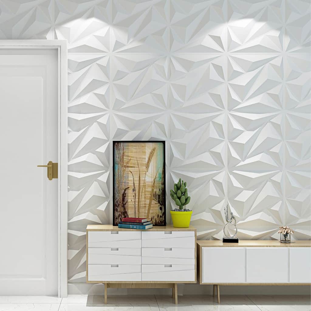 Art3d PVC 3D Wall Panel Diamond for Interior Wall Décor Pack of 12 Tiles