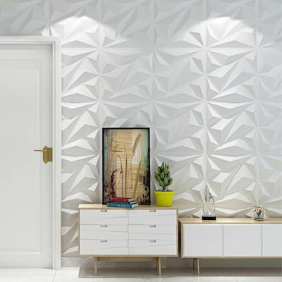 Art3d PVC 3D Wall Panel Diamond for Interior Wall Décor Pack of 12 Tiles