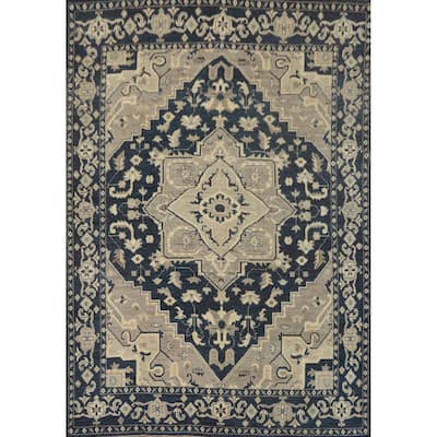 Vegetable Dye Wool Oushak Turkish Area Rug, Floral Geometric Carpet - 10' 0'' X 8' 0''