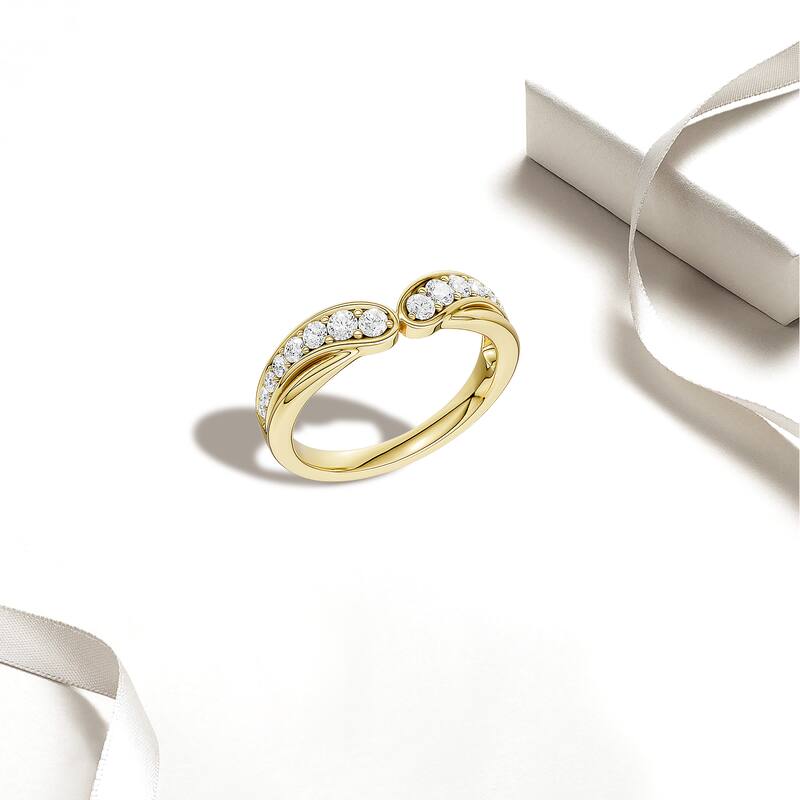 1/3ct TDW Diamond Contour Wedding Band in 10k Gold for Women