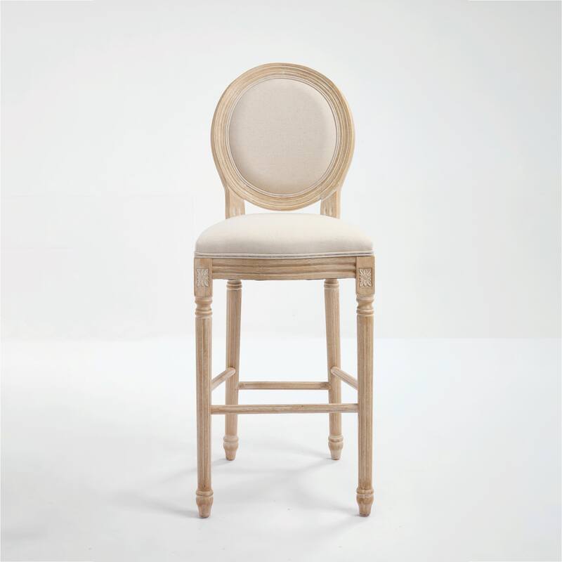 Set of 2 French Country Dining Chairs, Upholstered with Round Back Design