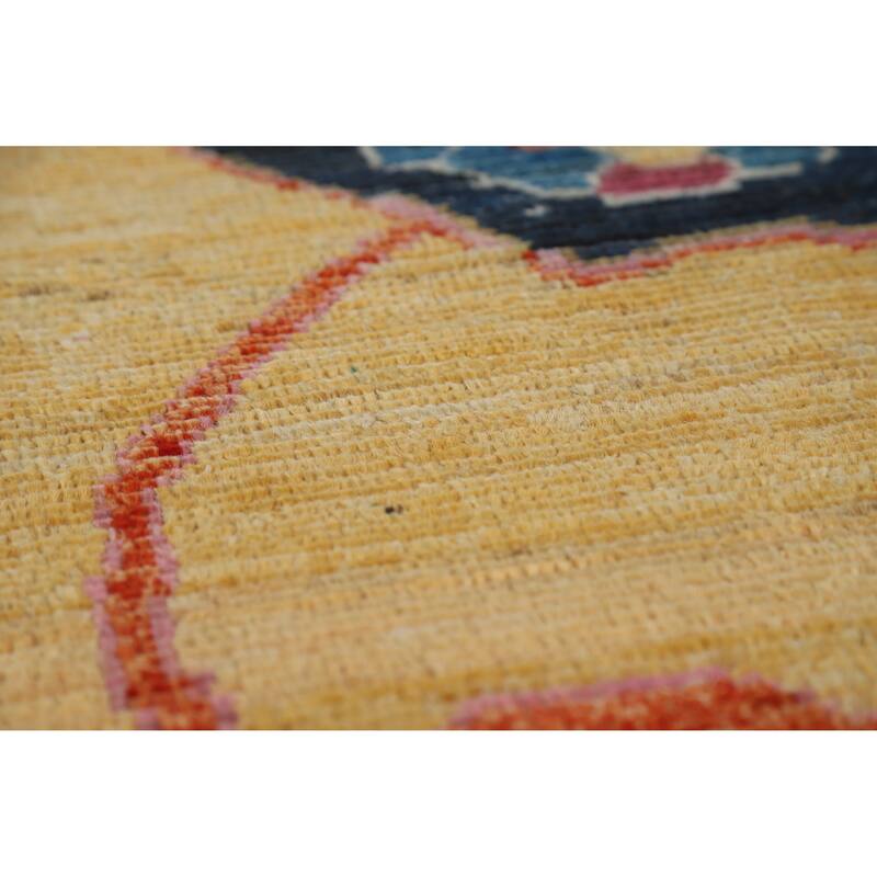 Hand Knotted Oriental 100% Wool Carpet Transitional All-Over Yellow & Gold Oushak Area Rug - 12' 11'' X 8' 11''