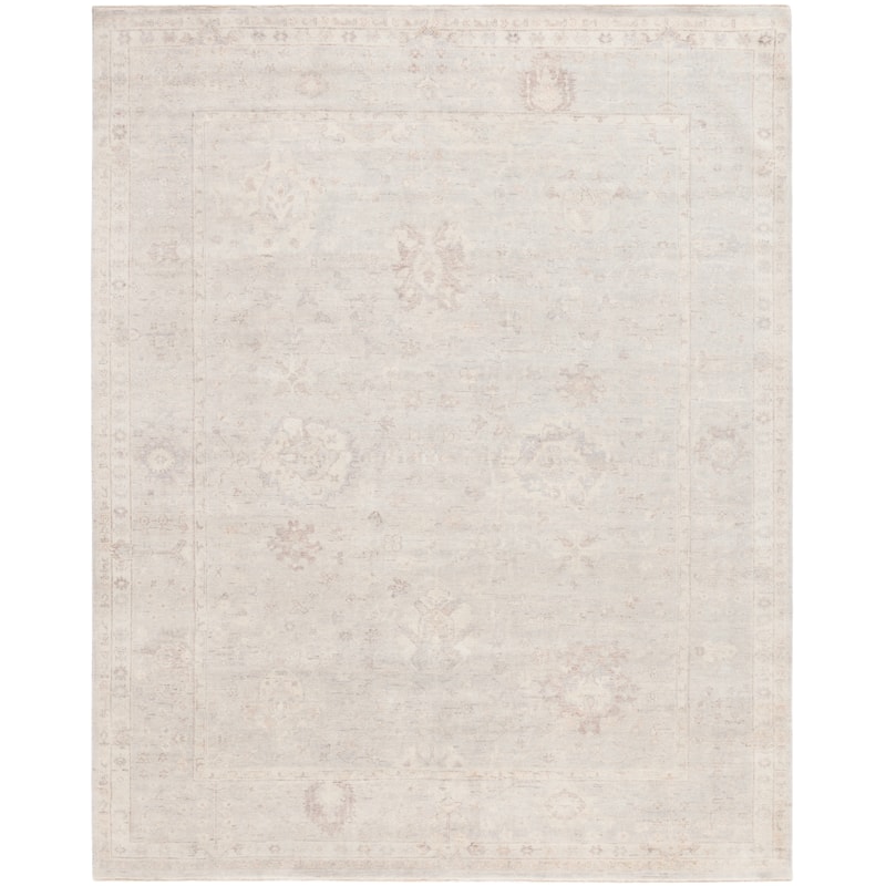 SAFAVIEH Couture Hand-Knotted Oushak Sivia Traditional Wool Rug - 9' x 12' - Light Grey/Beige