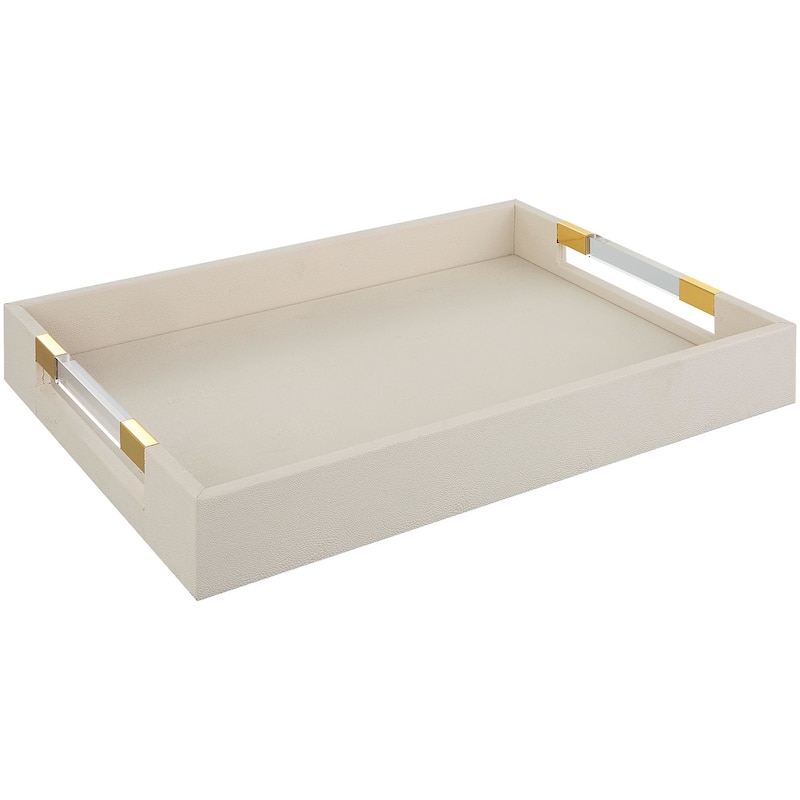Uttermost 18060 Wessex 19" Wide Acrylic and MDF Tray - Brass / Clear / White - Brass / Clear / White