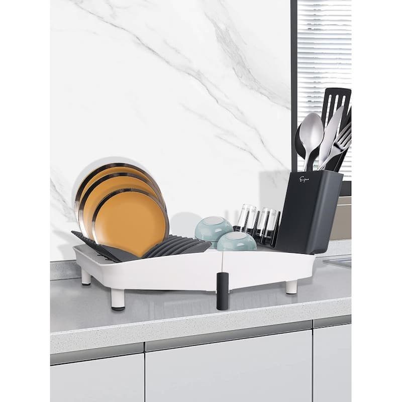 Foldable Countertop Dish Drying Rack with Drainer - 16.5" x 13.8"