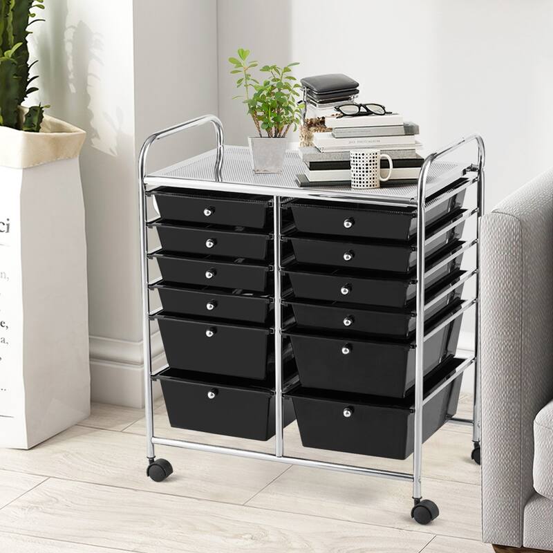 12-Drawers Rolling Storage Cart with Organizer Top - See Details