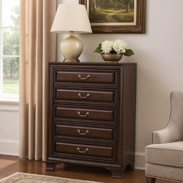 53 Inch Modern Tall Dresser Chest, Wood, 5 Drawers, Molded, Cherry - Bed  Bath & Beyond - 29792965