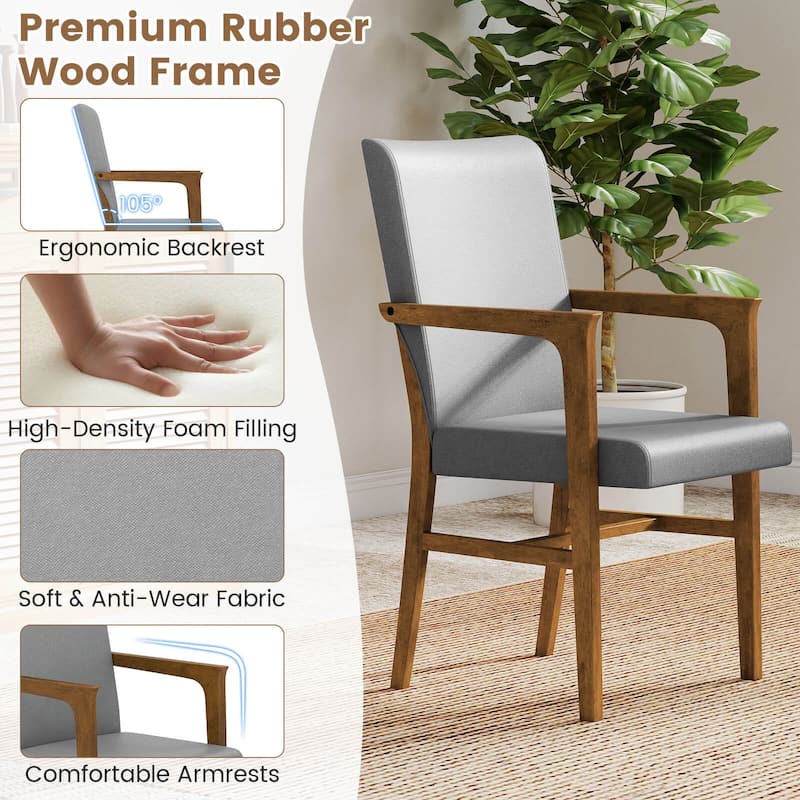 Costway Mid-Century Modern Dining Chairs Set of 2/4 Upholstered Accent