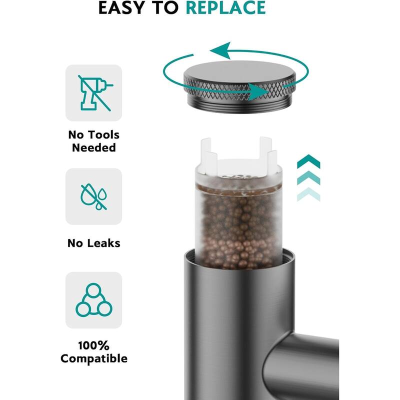 Lefton Rotatable Single Hole Bathroom Sink Faucet with Built-in Filter, Temperature Display in Fahrenheit, 2 Water Modes