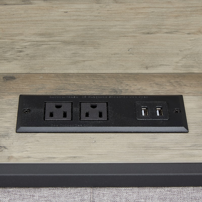 Grey & Queen Bed with Charging Station