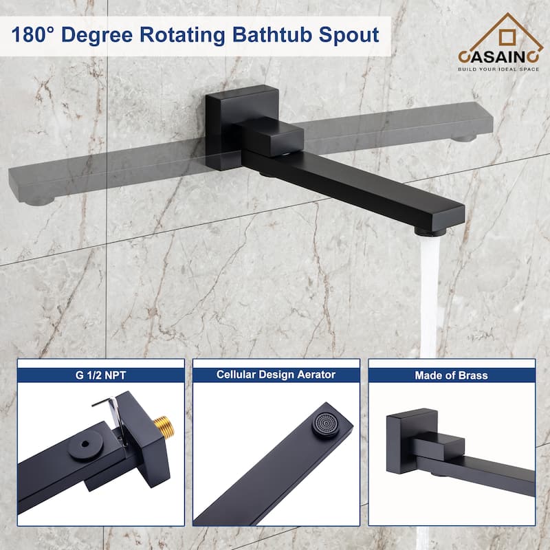 1-Handle 3-Spray Pattern 12 in. Wall Mount Shower Set Shower Head, Tub and Shower Faucet - 12 inch