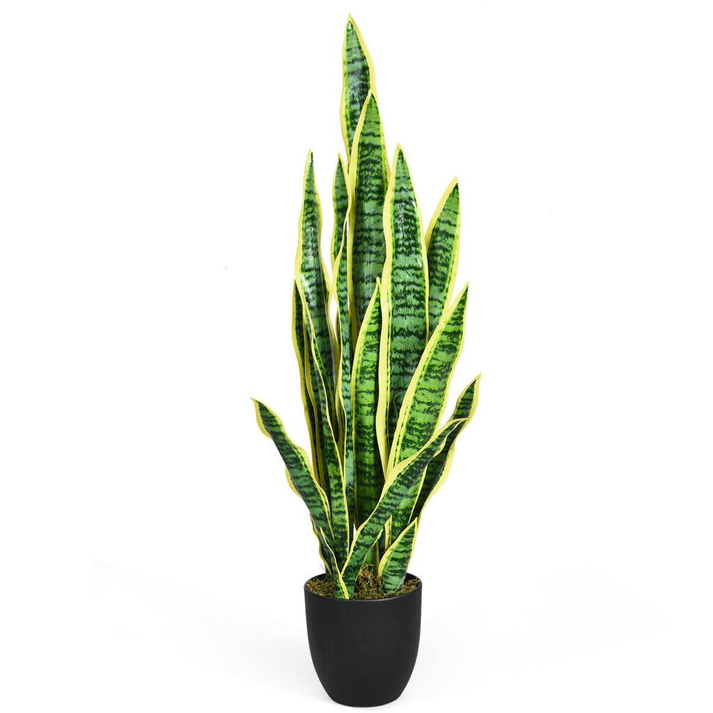 Gymax Artificial Plant 35.5" Fake Sansevieria Indoor-Outdoor