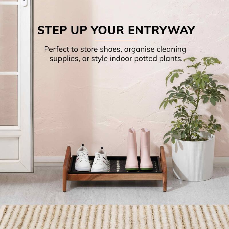 Jani Single-Tier Natural Stand 2-Pair Rubber Boot Tray