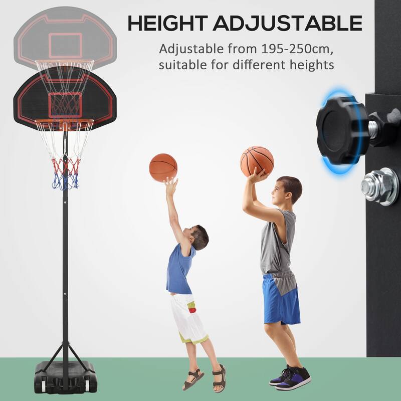 Portable Basketball Hoop Stand 5.1-6.9ft Height-Adjustable with 29'' Backboard Wheels for Indoor Outdoor Black