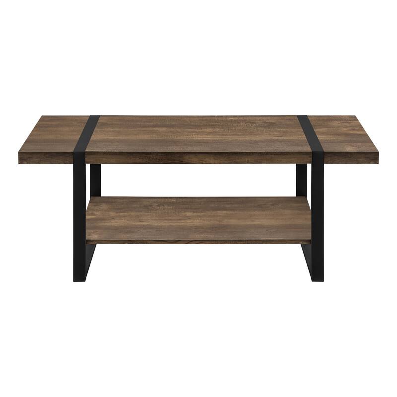 HomeRoots 47" Brown And Black Rectangular Coffee Table With Shelf - 47.25