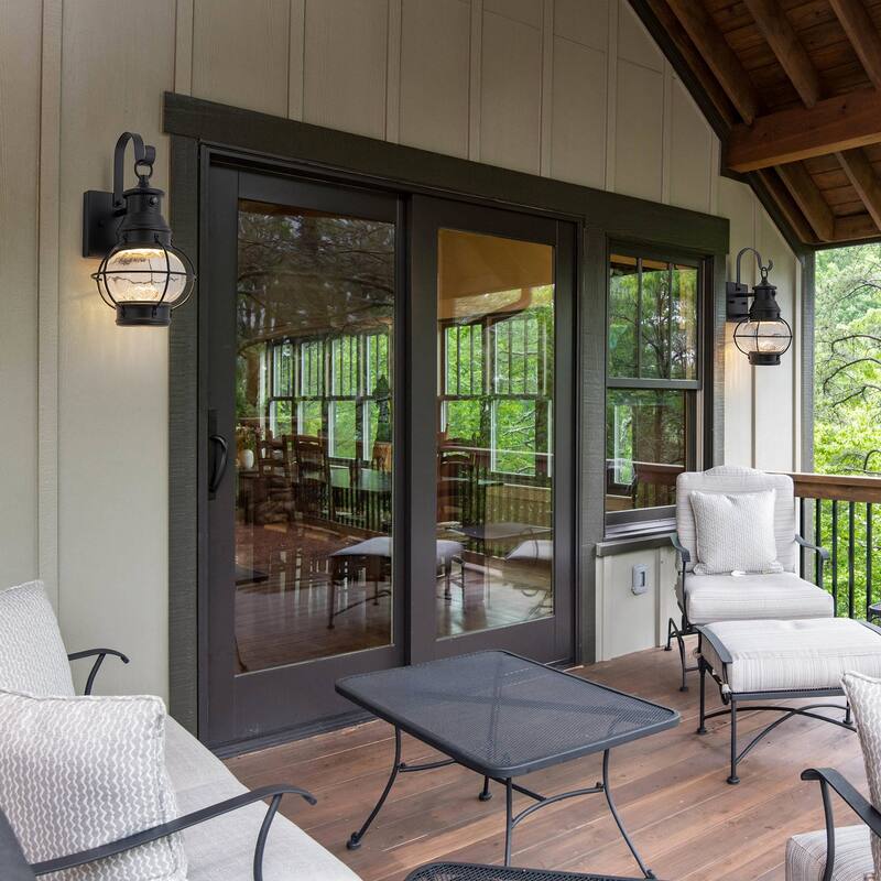 LED Outdoor Matte Black Exterior Lantern Wall Sconce Light