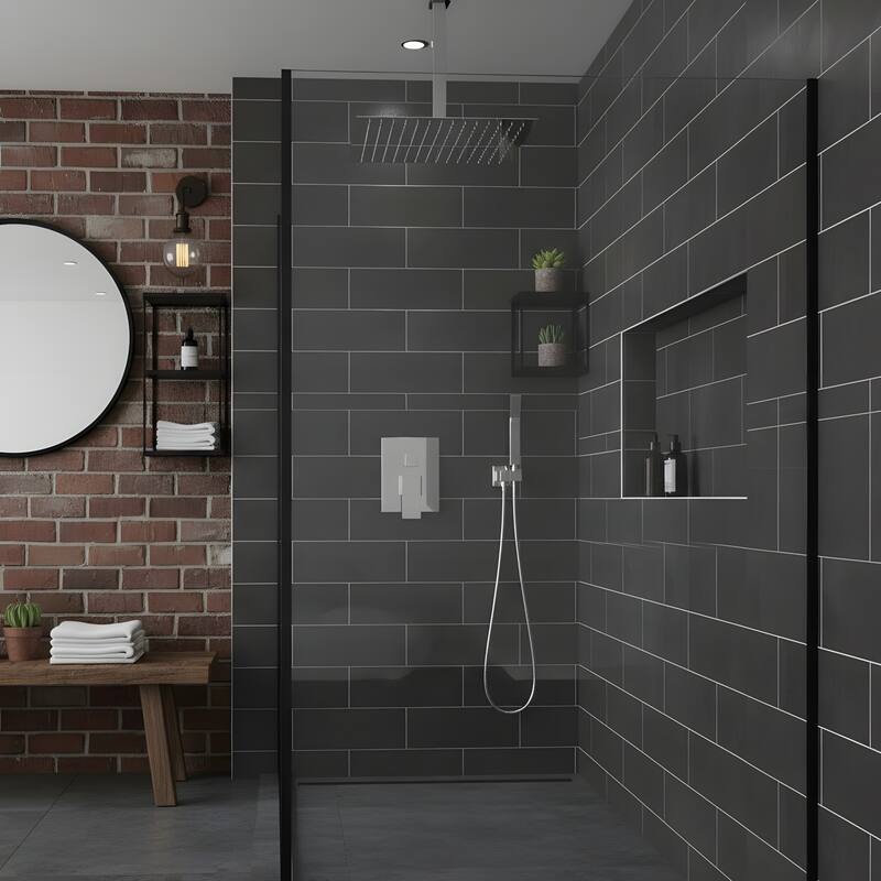 10" Ceiling-Mounted Square Shower and Handheld Showerhead Set