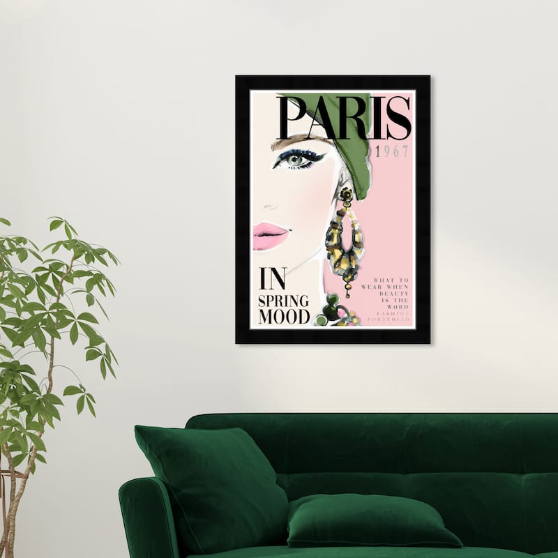 Wynwood Studio Prints Fashion and Glam Cover Paris Watercolor Pink and Pastel Pink Glam Wall Art Canvas Print - Black