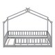 preview thumbnail 65 of 69, Playhouse Design House Bed Frame with Fence, Roof & Semi-Enclosed Space, Sturdy Pinewood Construction