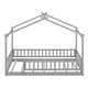 preview thumbnail 5 of 35, Twin Size House Platform Bed Frame with Roof and Fence, Wood Floor Bed Frame with Safety Guardrail for Kids Toddlers Teens