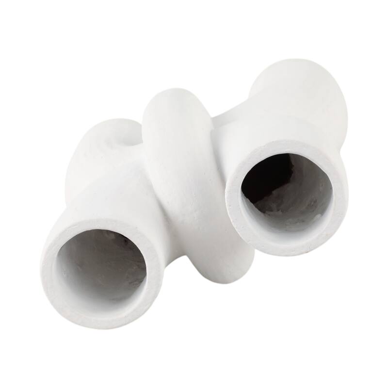 Ceramic Modern X Shape Decorative Vase - White, 15"