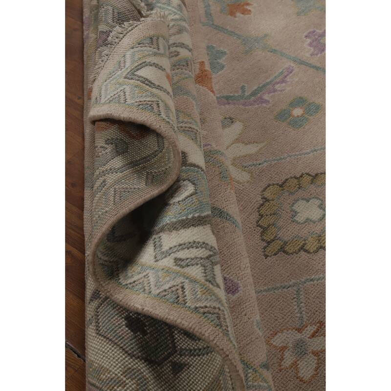 Hand Knotted Oriental 100% Wool Carpet Transitional All-Over Brown Oushak Area Rug - 11' 9'' X 8' 11''