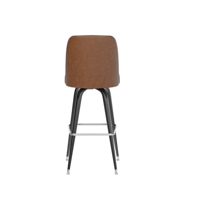 2 Pack Metal Barstool with Swivel Vinyl Upholstered Bucket Seat and Footrest - 18.5"D x 18.5"W x 42.5"H