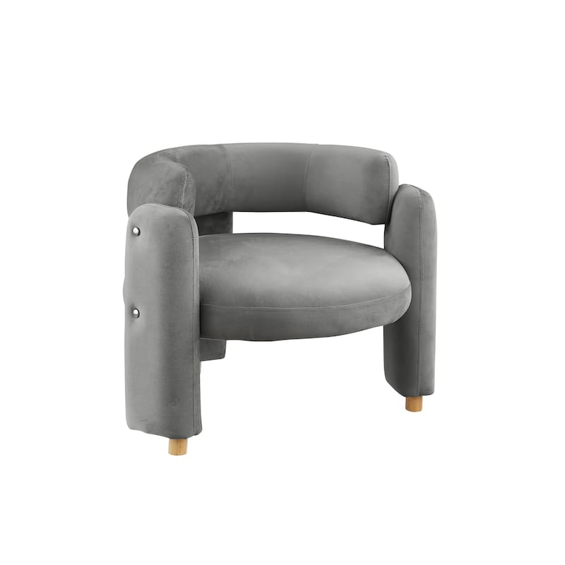 Grey 35.43" Accent Chair with Solid Wood Frame