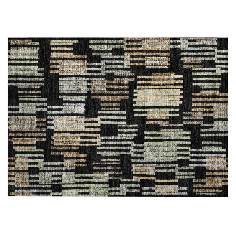 Machine Washable Indoor/ Outdoor Modern Pines Chantille Rug