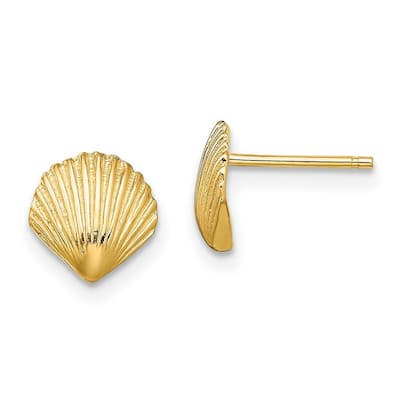 Curata 14k Gold Scallop Shell Post Earrings Jewelry Gifts for Women